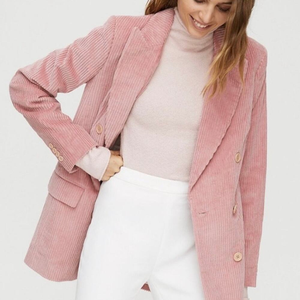 Aritzia Pink Corduroy Blazer Jacket